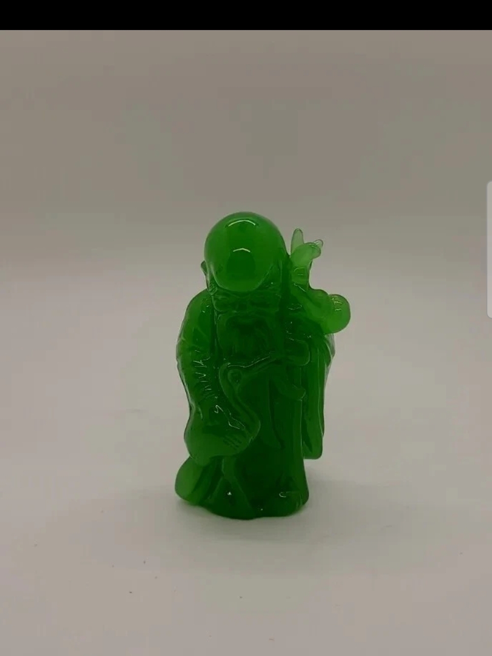 (4") Antique Oriental Carved Noble Man Resin Jade Colored Statue